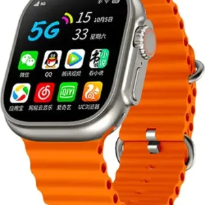 Yash Enterprises T-800 Ultra Smart Watch With Wireless Charging And Sweatproof NX09 Smartwatch  (Orange Strap, Free Size)