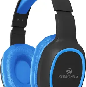 ZEBRONICS Zeb- Thunder, With 60H Backup, BT v5.3, Gaming Mode, ENC, AUX, mSD, Dual Pairing Bluetooth  (Blue, On the Ear)